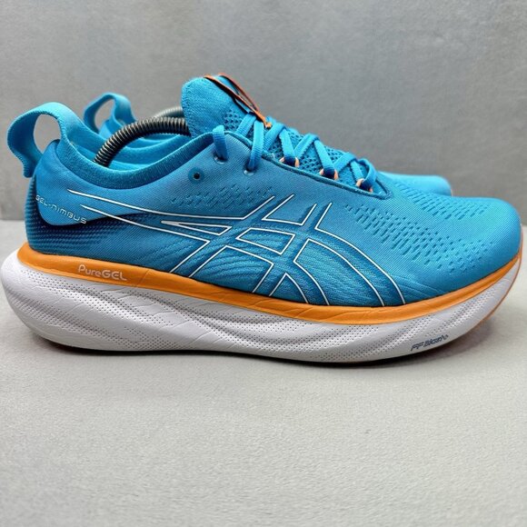 Mens Size 10.5 ASICS Gel-Nimbus 25 EXTRA WIDE Shoes Island Blue Running  Sneaker - Picture 1 of 9